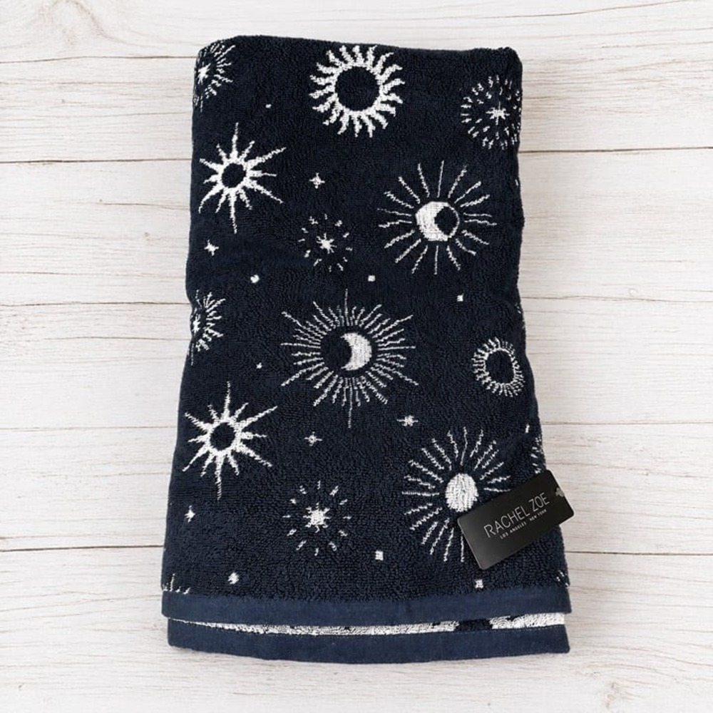Rachel Zoe Navy Celestial Reversible Beach Towel 100% COTTON NWT Retro Boho